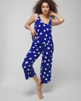 Pantalon de pyjama court Cool Nights Merry Dot G bleu marine/ivoire | Ensembles et vêtements assortis Soma pour femme