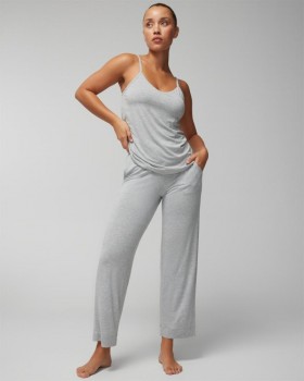  Pantalon de pyjama Cool Nights, gris opale chiné | Bas de pyjama Soma pour femme