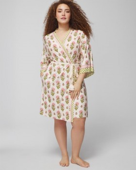 Peignoir court Cool Nights à bordure florale cachemire | Ensembles et vêtements assortis Soma pour femme