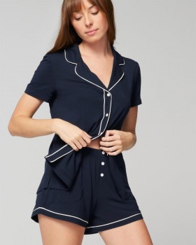  Short de pyjama uni passepoilé Cool Nights, gris opale chiné | Ensembles et vêtements assortis Soma pour femme