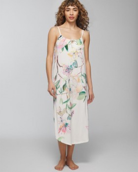  Chemise mi-longue nouée Cool Nights, motif floral, ivoire | Ensembles et vêtements assortis Soma pour femme