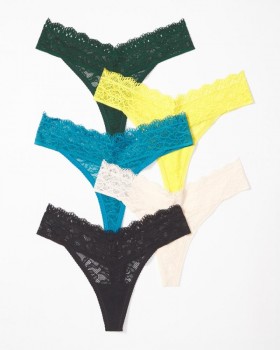  Lot de 5 strings en dentelle enchanteurs et enveloppants, lavande sauvage | Culottes Soma pour femme