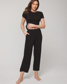  Pantalon court en maille côtelée légère, gris opale chiné | Ensembles et vêtements assortis Soma pour femme