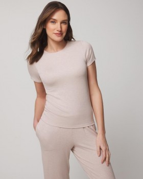 T-shirt léger à manches courtes en maille côtelée Heather Barely There | Ensembles et pièces assortis Soma pour femme