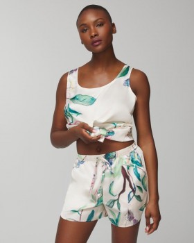  Short satiné séduisant Sketchbook Flora G Ivoire | Ensembles et vêtements assortis Soma pour femme