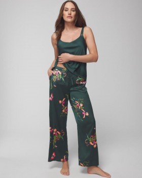  Pantalon large en satin Garden Gecko Lush Emerald | Ensembles et pièces assortis Soma pour femme