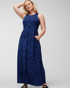  Robe longue en jersey doux avec soutien-gorge intégré, bleu véritable, indémodable | Robes longues Soma pour femmes
