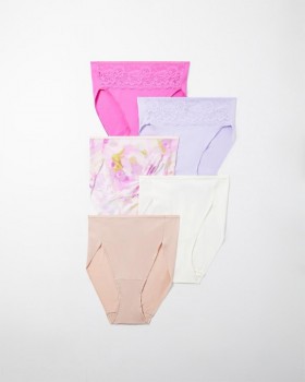 Lot de 5 culottes hautes en microfibre et dentelle à bords échancrés | Culottes Soma pour femme