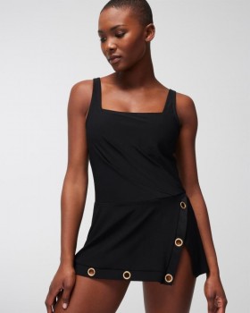  Beyond Grommets Badekleid Schwarz – Soma Swim Damen