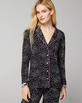  Cool Nights Langarm-Top mit Reverskragen Heartbreaker Schwarz – Soma Damen