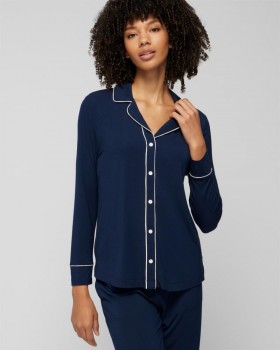  Cool Nights Langarm-Oberteil mit Reverskragen Heather Opal Gray – Soma Damen Passende Sets & Einzelteile