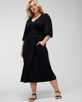  Weiches Jersey-Midi-BH-Kleid Schwarz – Soma Damen