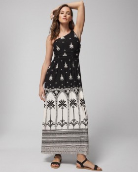  Soma Lange Kleider Aus Weichem Jersey Mit One-Shoulder-Knoten Hermosa Palms G Bdr Schwarz